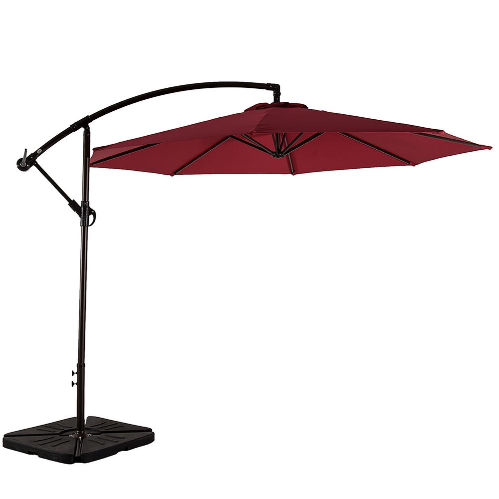 WESTIN OUTDOOR Bayshore 10 ft. Cantilever Hanging Patio Umbrella in Red ...