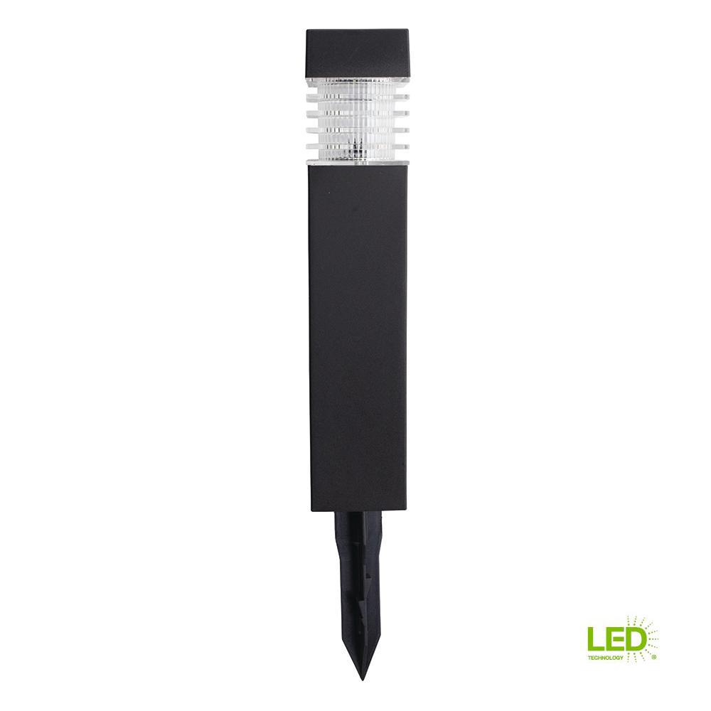Hampton Bay Bollard Lights Landscape Lighting Outdoor Solar Black Outdoor Integrated Led Landscape Plastic Square Bollard 6 Pack