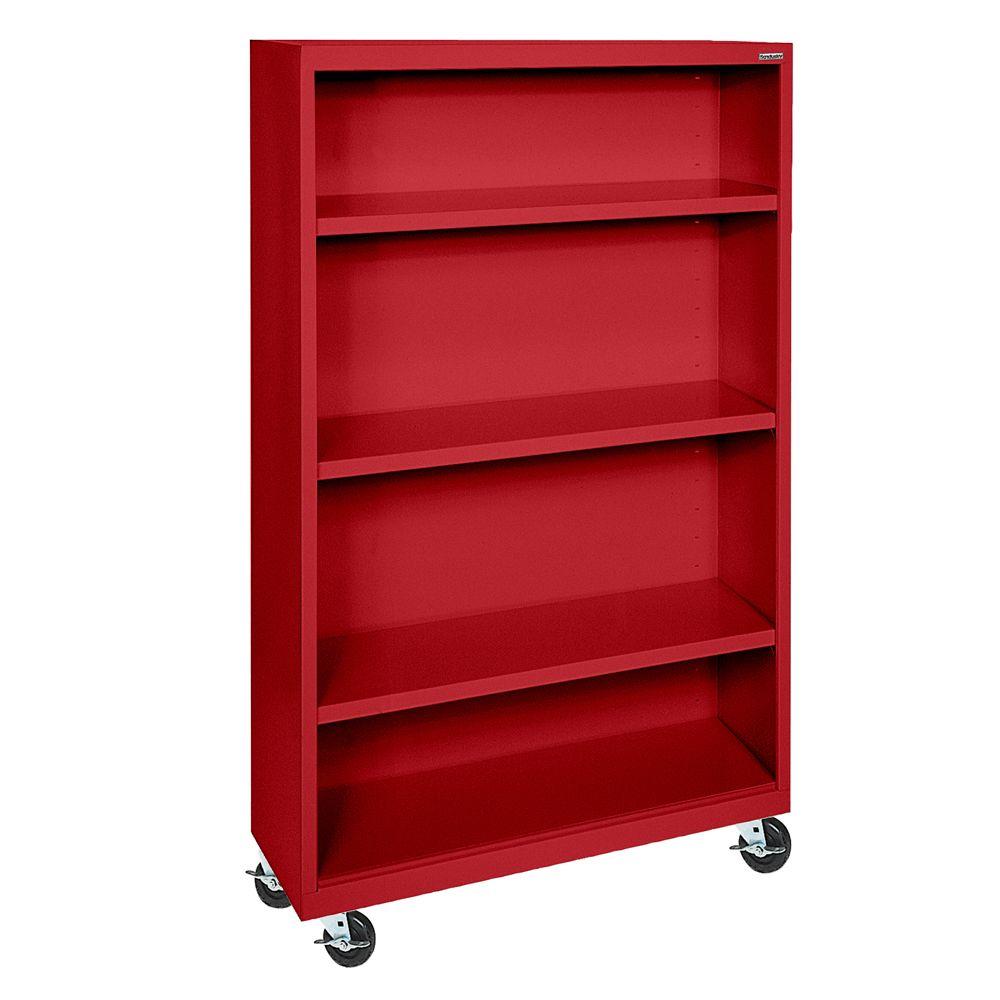 Sandusky Red Mobile Steel Bookcase-BM30361852-01 - The Home Depot