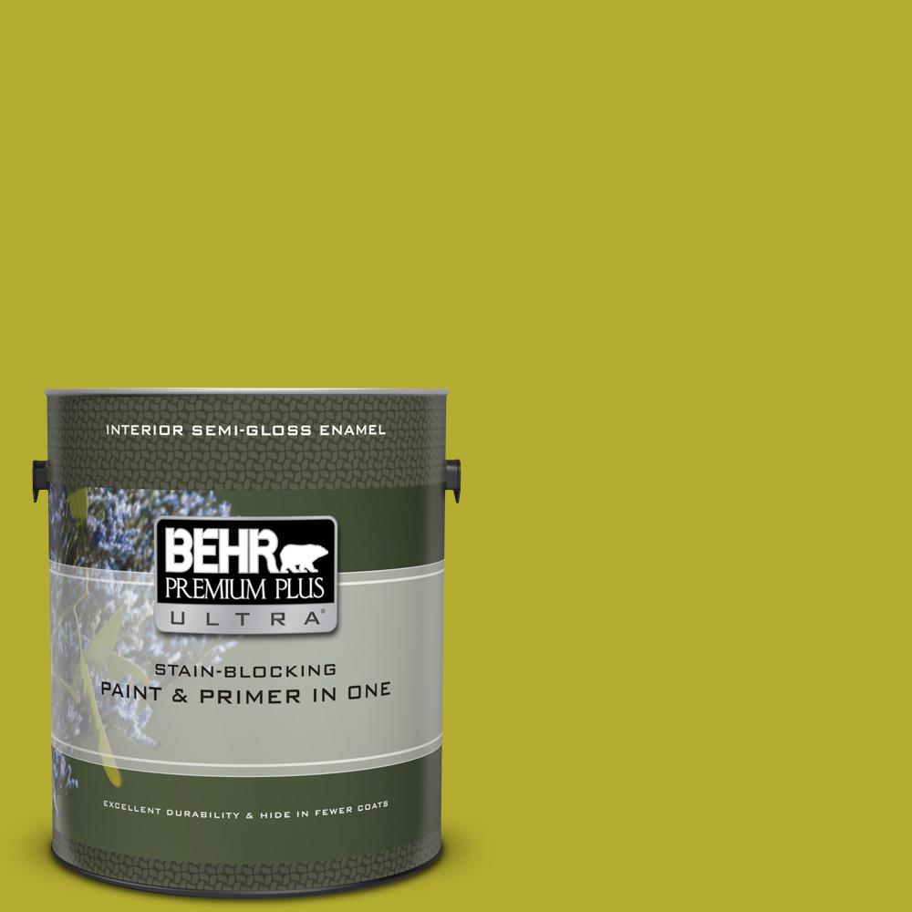 Behr Premium Plus Ultra 1 Gal P340 6 Green Neon Semi Gloss Enamel P340 6 Green Neon Semi Gloss