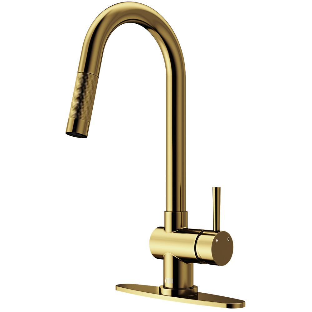 VIGO Gramercy Single-Handle Pull-Down Sprayer Kitchen Faucet with Deck