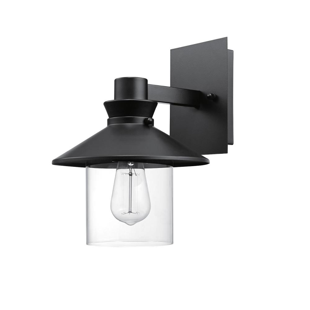 No Additional Features Globe Electric Outdoor Lighting Westminster 1 Light Black Outdoor Indoor Wall Mount Sconce With Clear Glass Shade