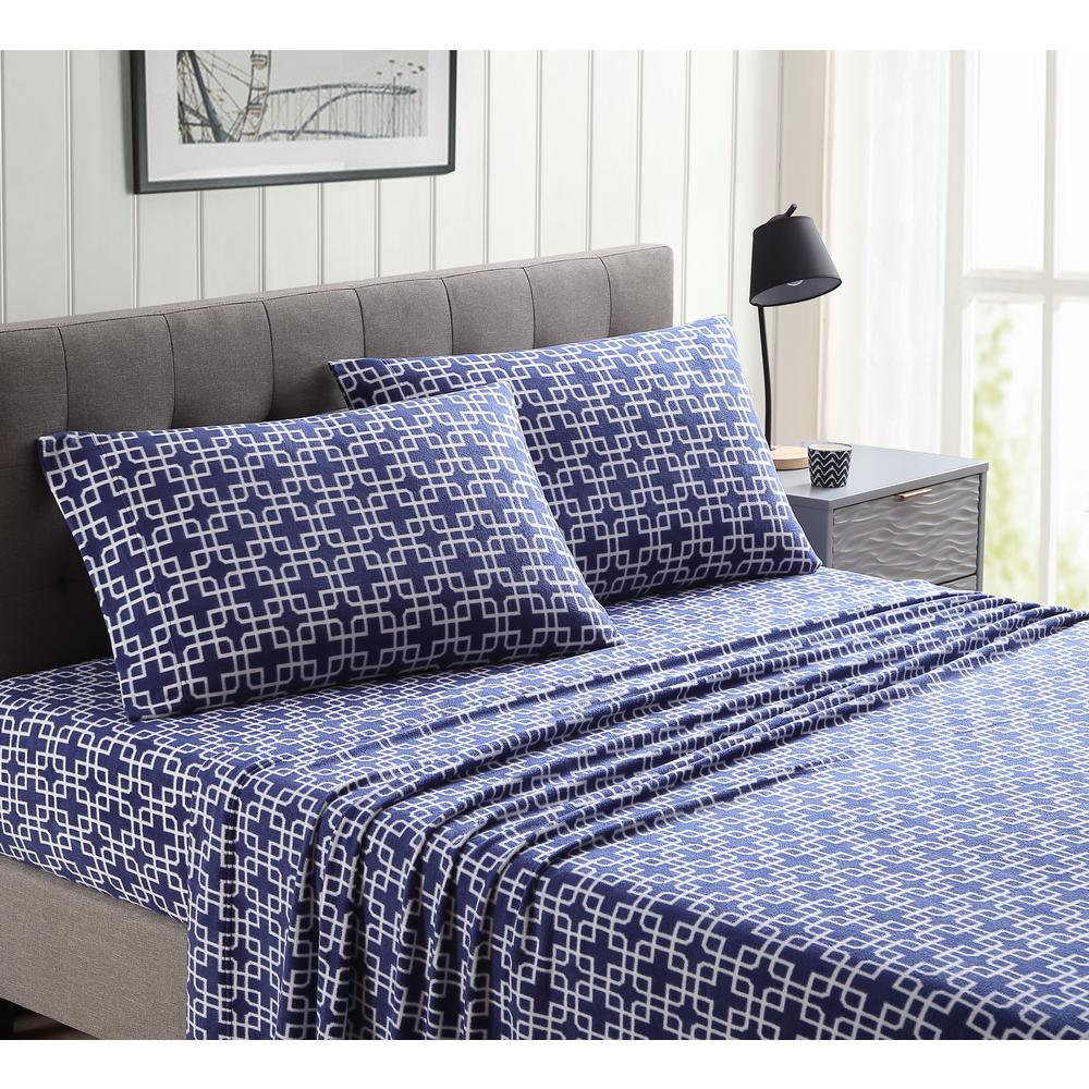 Bed Sheet Set Full Size Blue 4 Piece Plush Fleece Deep Pocket Ultra Soft Solid