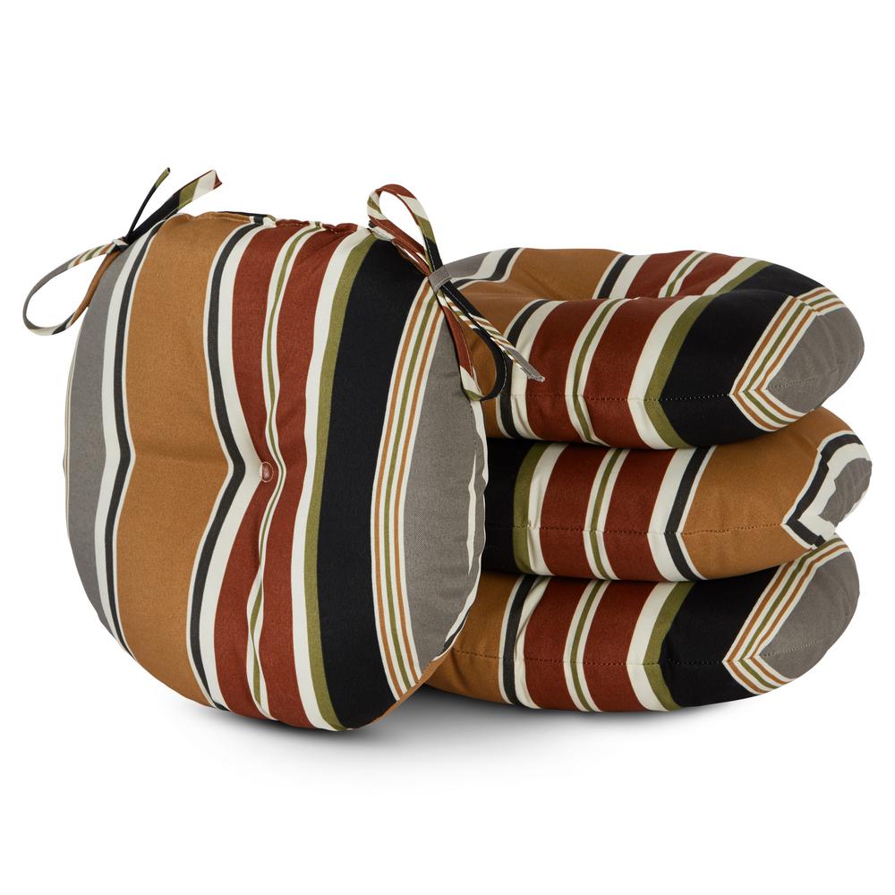 Greendale Home Fashions Brick Stripe 15 in. Round Outdoor Seat Cushion (4Pack)OC6816S4BRICK