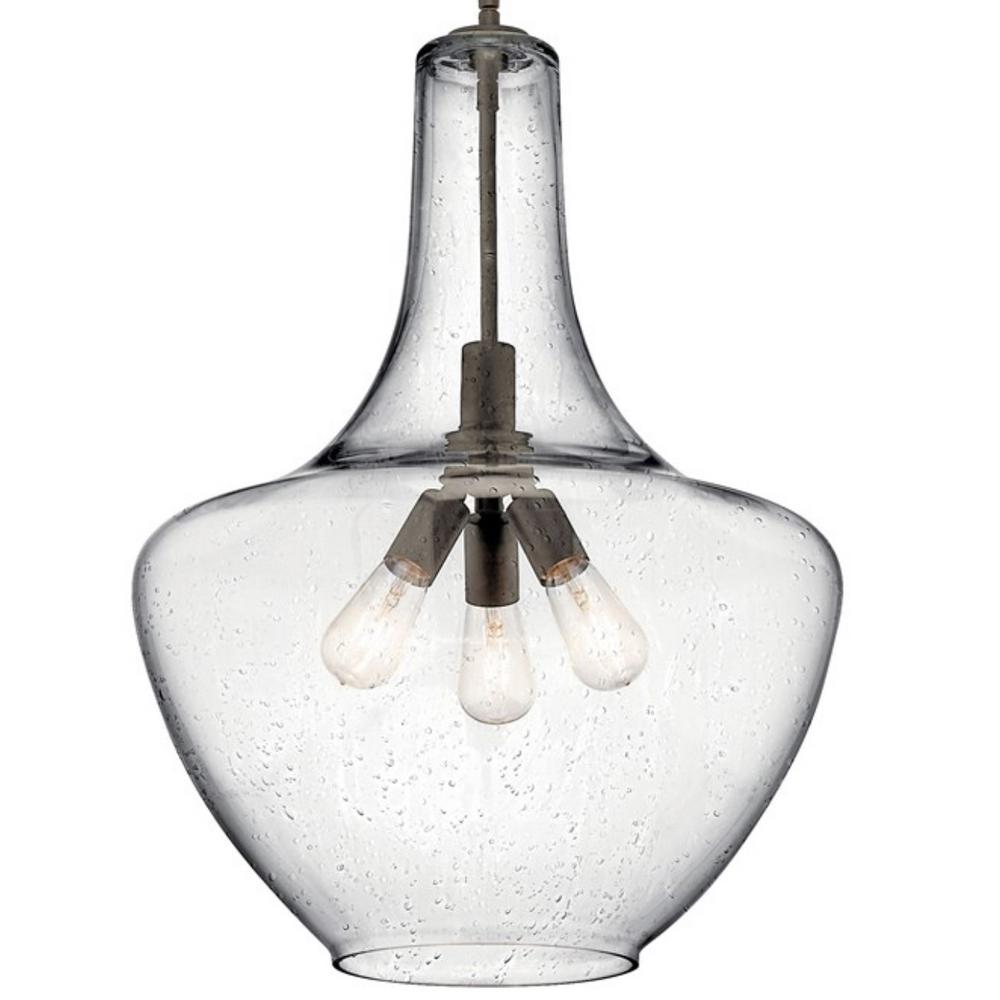 Kichler Everly 27 5 In 3 Light Olde Bronze Bell Pendant With Clear Seeded Glass 42198oz The Home Depot - Kichler Everly Pendant Light
