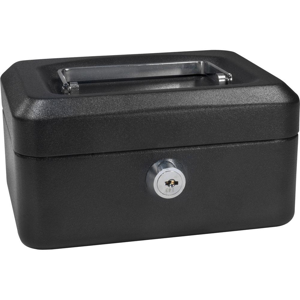 Barska 0 02 Cu Ft Steel Cash Box Safe With Key Lock Black