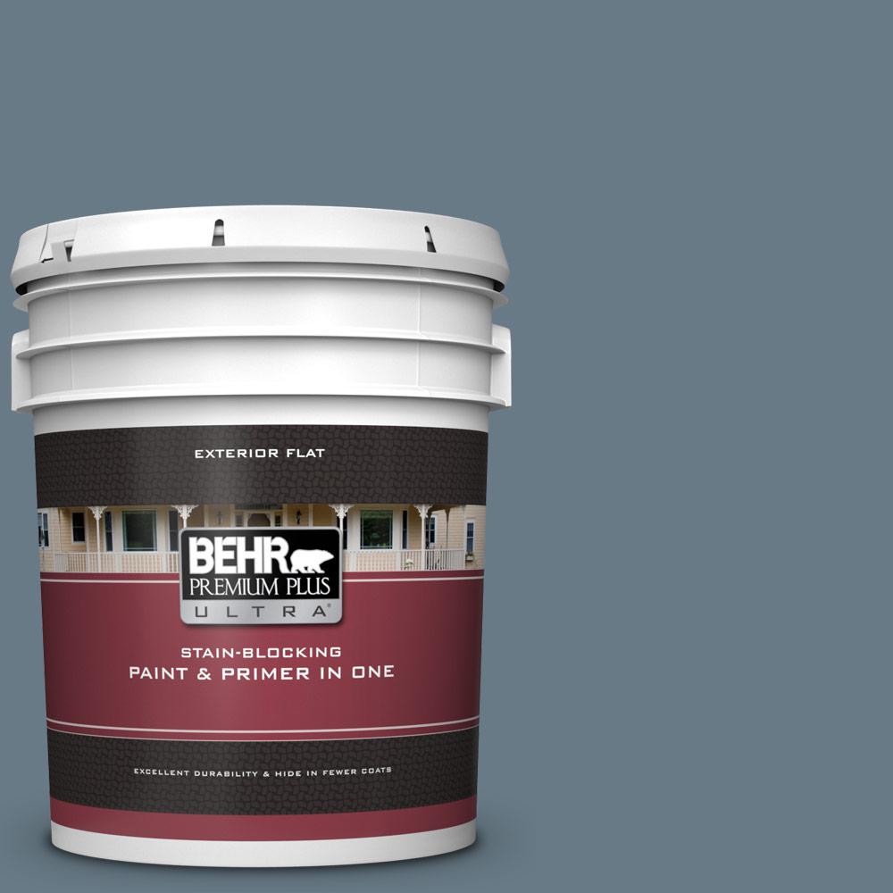BEHR Premium Plus Ultra 5 gal. N4905 Charcoal Blue Flat Exterior Paint and Primer in One