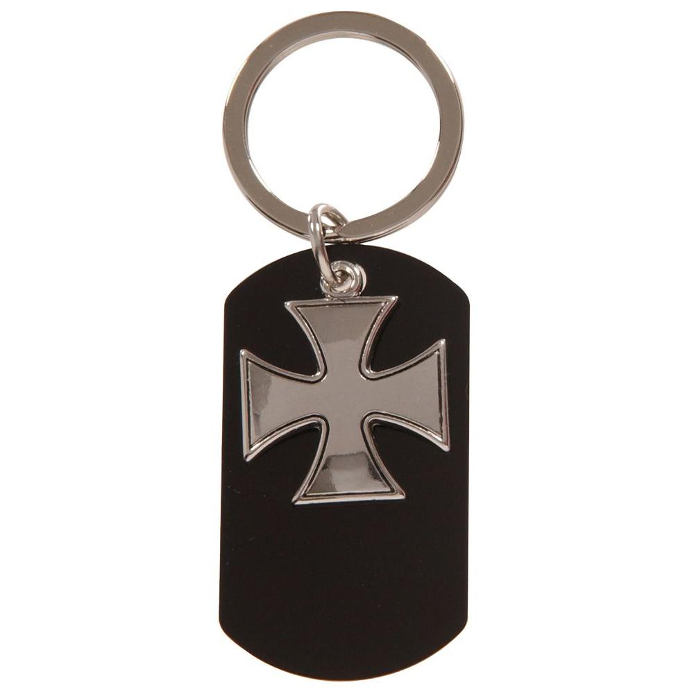 Hillman 3 in. Metal Black Biker Cross Key Chain701334 The Home Depot
