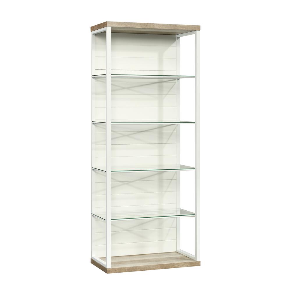 Sauder Cottage Road White Glass Shelf Bookcase 422132 The Home Depot