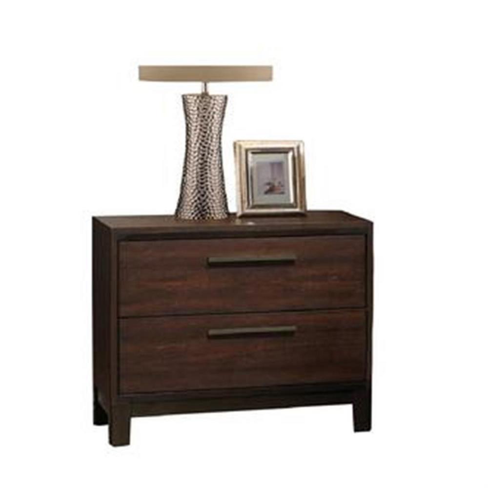 Coaster Edmonton 2 Drawer Rustic Tobacco And Dark Bronze Nightstand 204352 The Home Depot