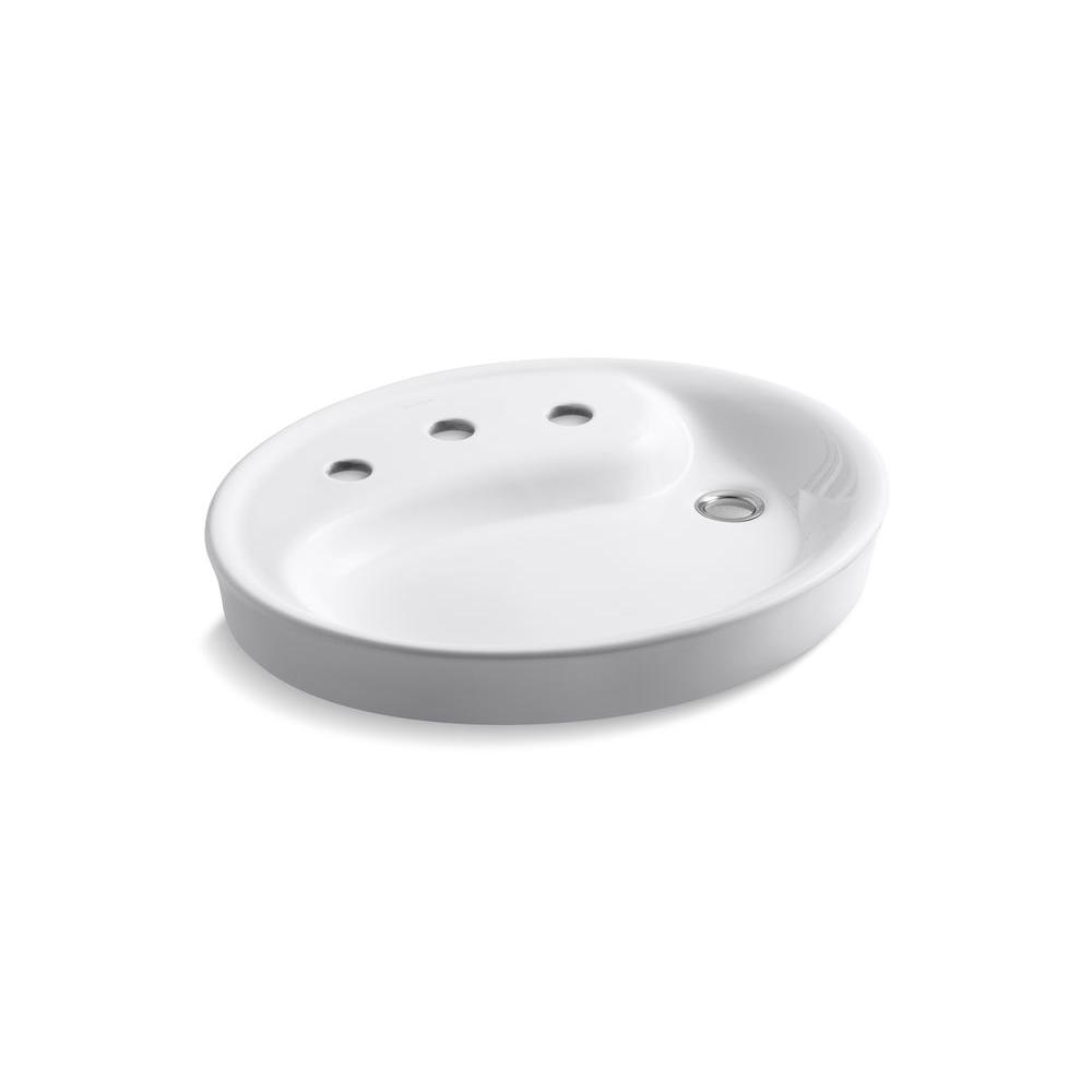 Kohler Yin Yang Wading Pool Drop In Vitreous China Bathroom Sink In White With Overflow Drain