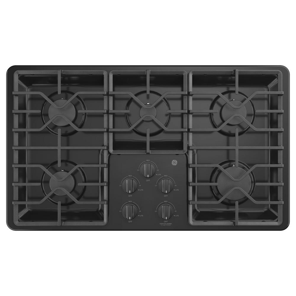 Ge 36 In Built In Gas Cooktop In Black With 5 Burners Including