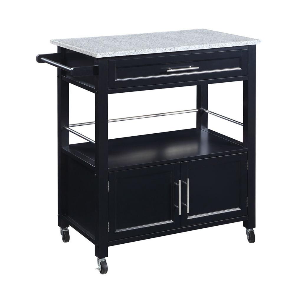Kitchen Carts Islands Utility Tables The Home Depot Cameron Black Kitchen Cart With Storage