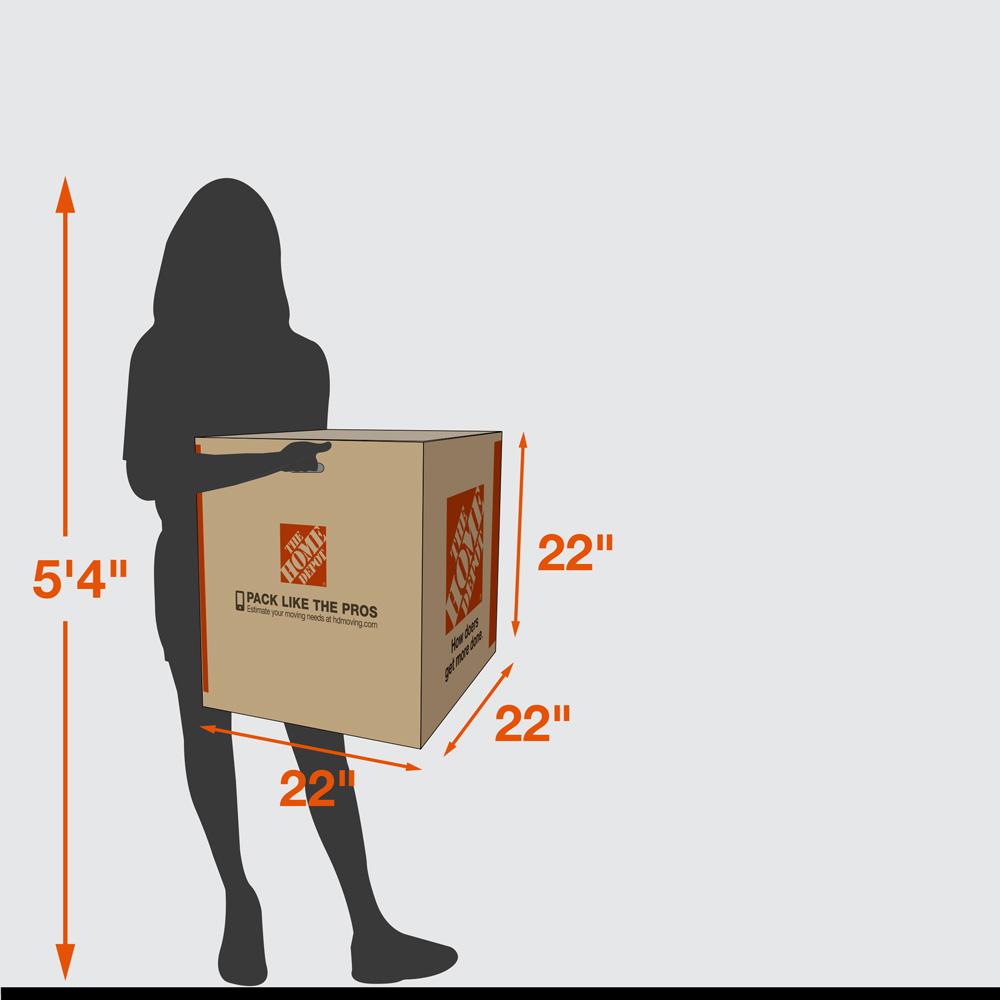 The Home Depot Heavy Duty Extra Large Moving Box With Handles 22 In L X 22 In W X 22 In D Hdxlbox The Home Depot