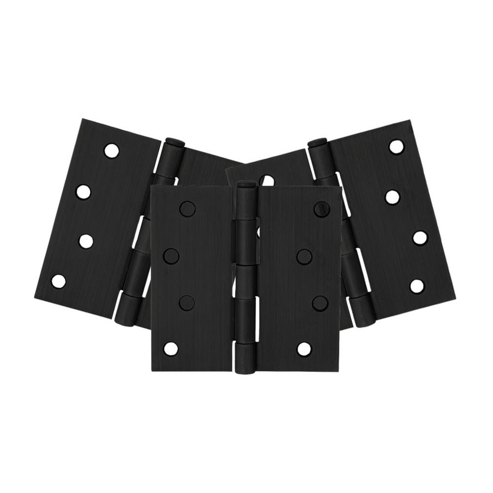 Design House 4 in. x 1/4 in. Radius Matte Black Door Hinge Value Pack