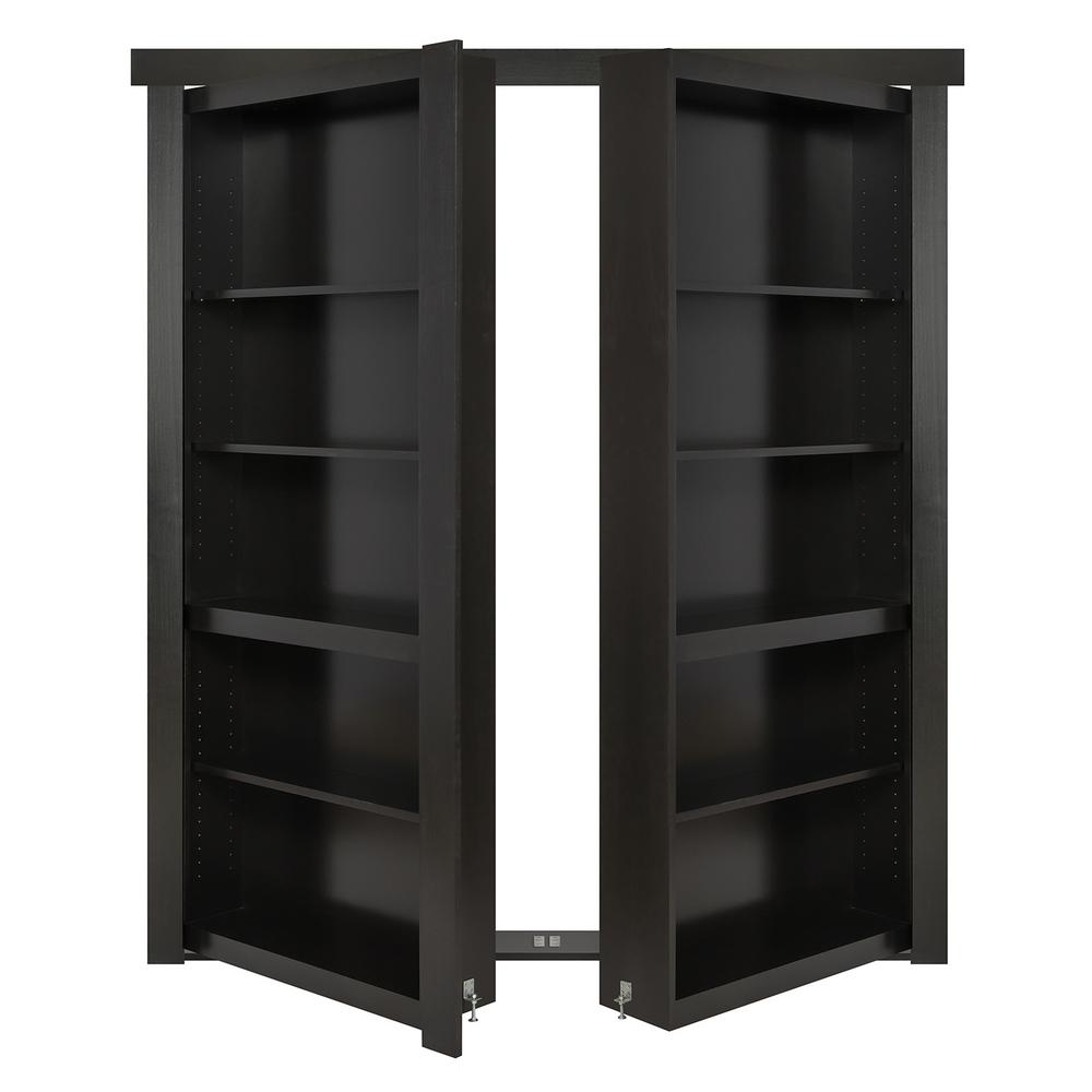 The Murphy Door 60 In X 80 In Flush Mount Assembled Paint Grade Black In Swing Solid Core Interior French Bookcase Door