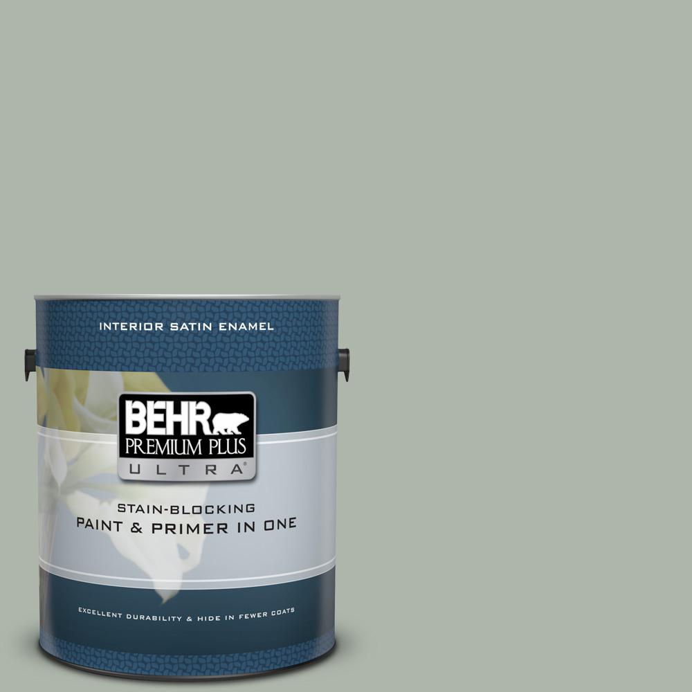 Behr Premium Plus Ultra 1 Gal Icc 56 Green Tea Satin Enamel Icc 56 Green Tea Satin Enamel Interior