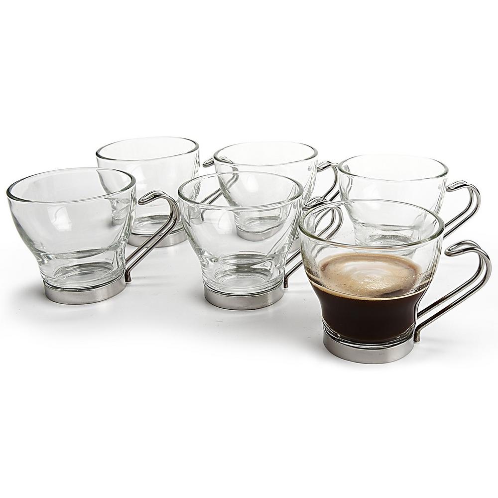 glass coffee cups with stainless steel handles