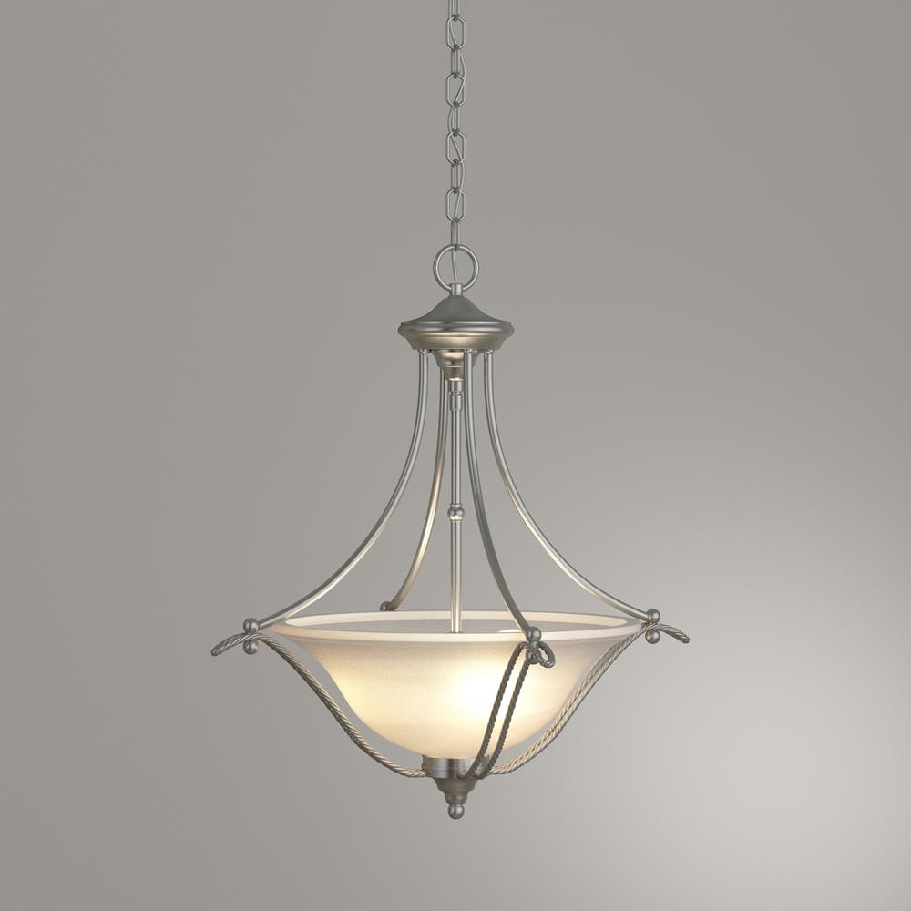 Progress Lighting Avalon 3 Light Brushed Nickel Foyer Pendant With 3 Light Brushed Nickel Foyer Pendant