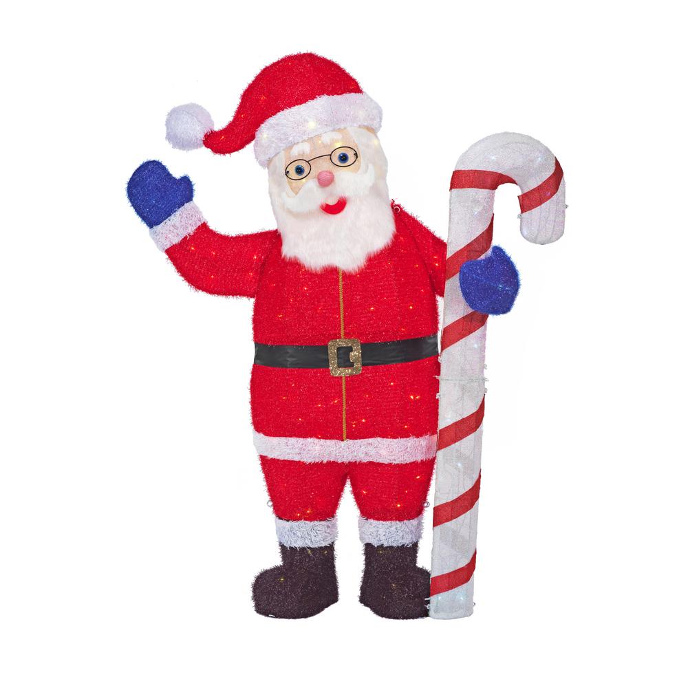 Home Accents Holiday 60IN 200L LED TINSEL SANTA WITH SIGNTY20117141