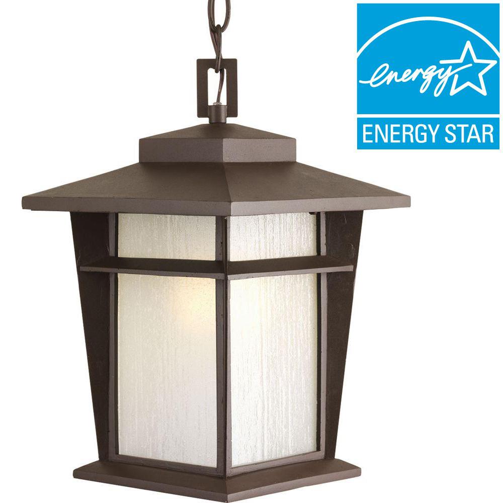 Clearance Outdoor Lighting The Home Depot Loyal Collection 1 Light Antique Bronze Fluorescent Outdoor Hanging Lantern