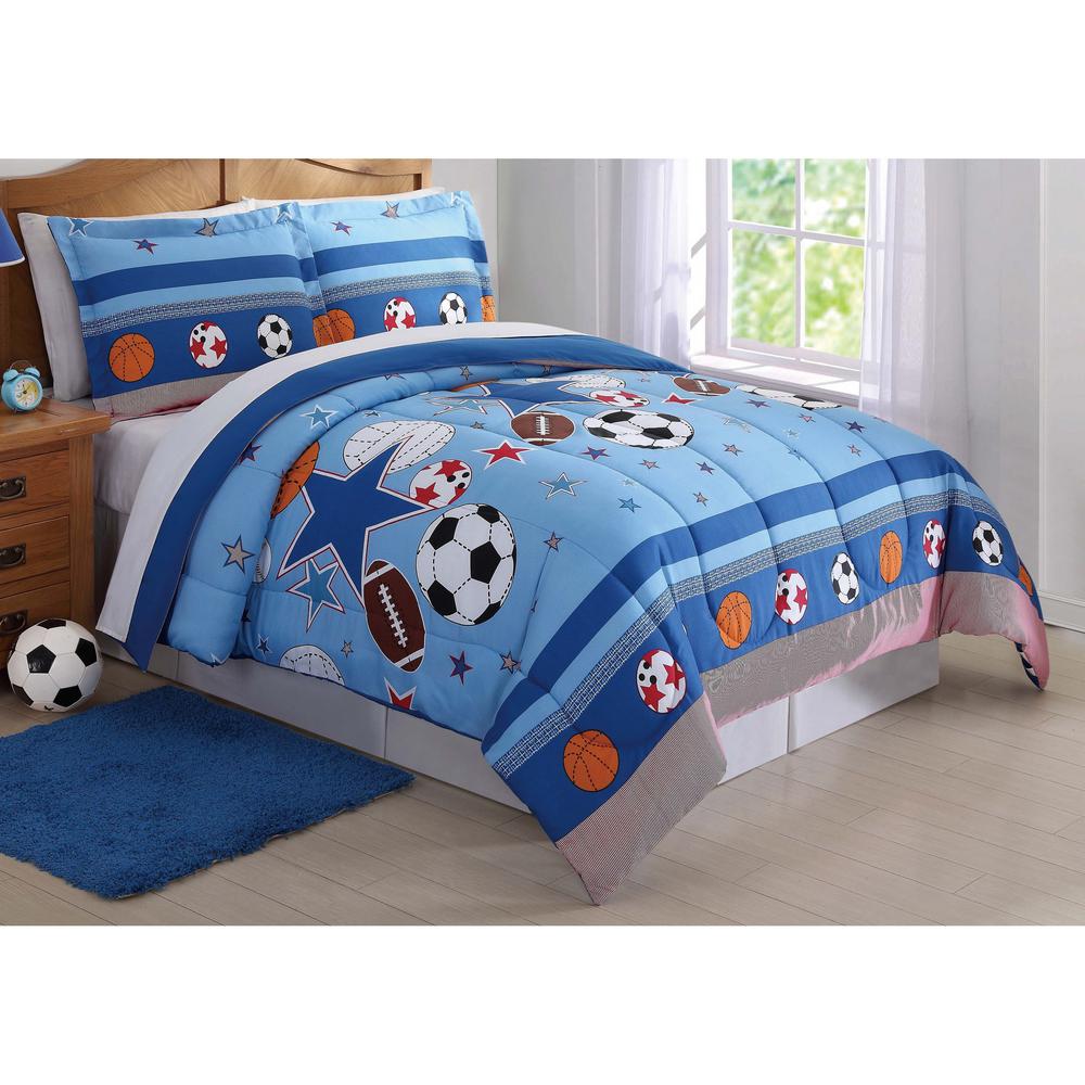 My World Sports 2 Piece Blue Sports Twin Comforter Set Cs8997tw