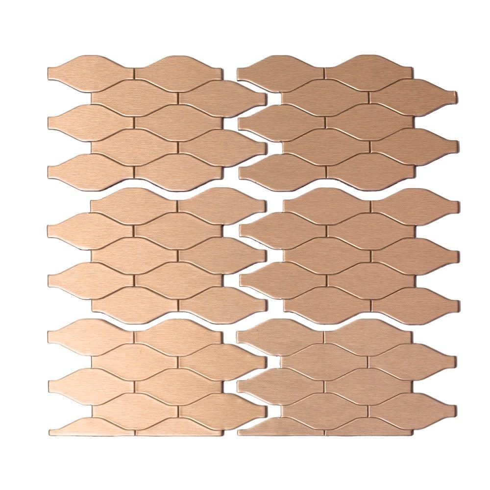 Aspect Wavelength Matted 6 in. x 4 in. Metal Decorative Tile Backsplash
