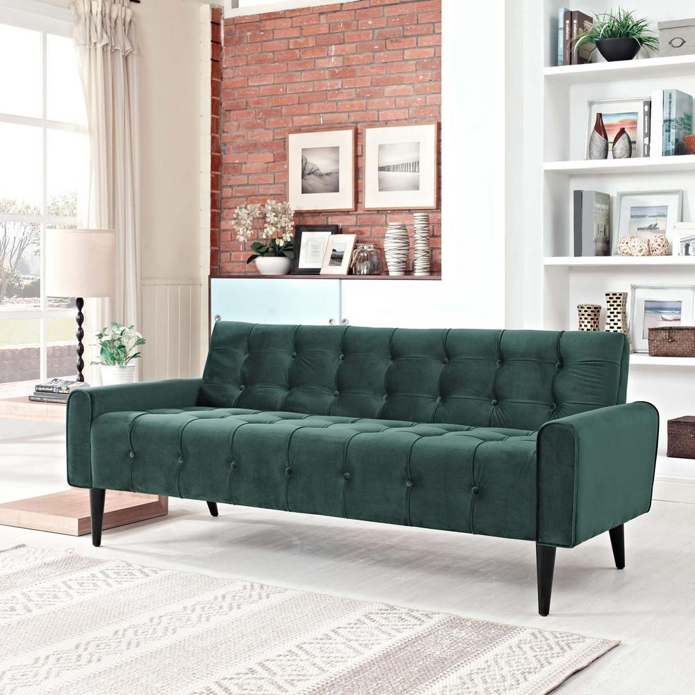 MODWAY Delve Green Velvet Sofa Emerald-EEI-2456-GRN - The Home Depot