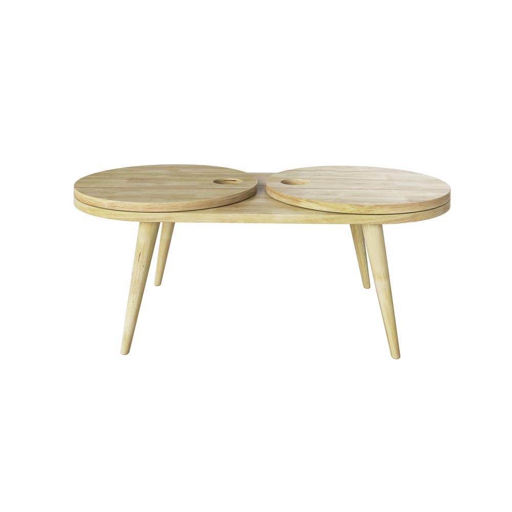 Handy Living Freemont 14 In High Modern Oval Expandable Wood Cocktail Table In A Natural Finish A149020 The Home Depot