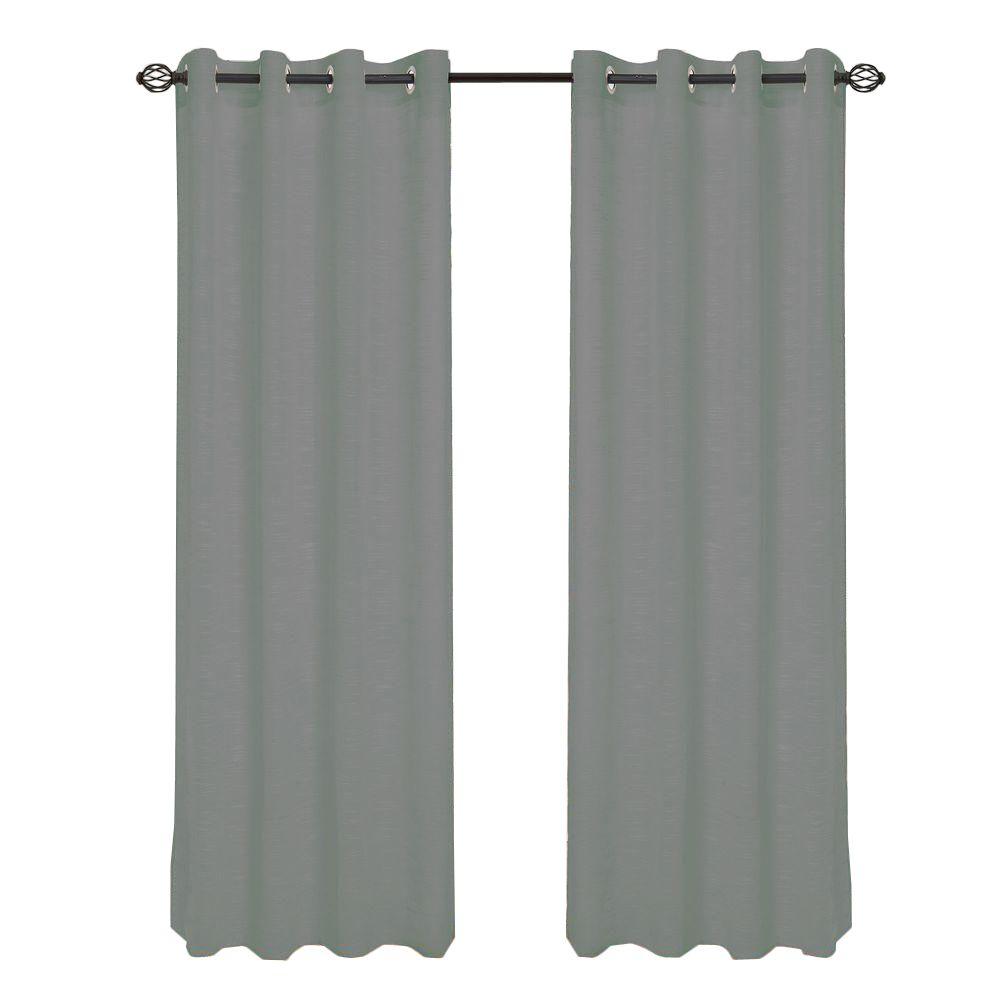 Lavish Home Dark Grey Mia Jacquard Grommet Curtain Panel, 95 in. Length