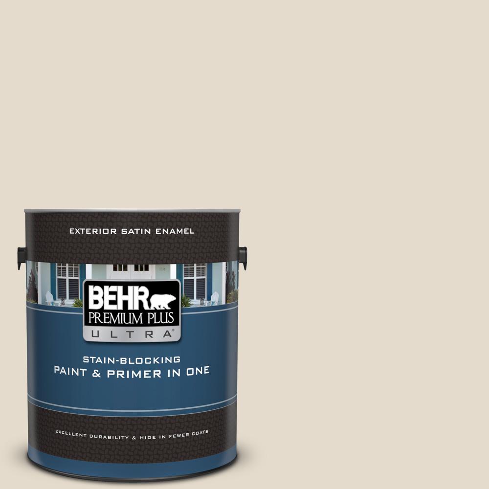 Behr Premium Plus Ultra 1 Gal Home Decorators Collection Hdc Ct 05 Pale Palomino Satin Enamel Exterior Paint Primer The Home Depot