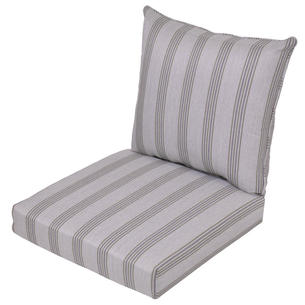 Striped Olefin Black Outdoor Cushions Patio Furniture The Black Stripe 2 Piece Deep Seating Outdoor Lounge Chair Cushion
