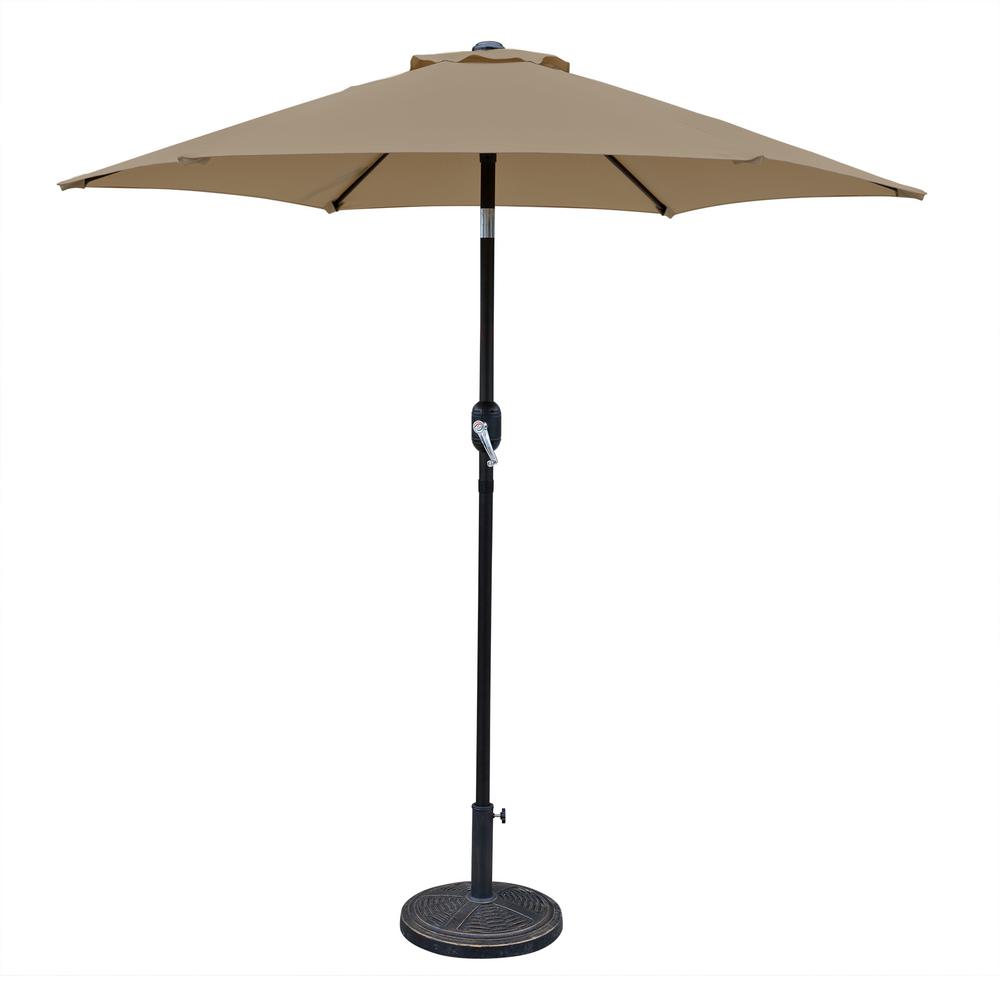 7 5 Ft Patio Umbrellas Furniture The Home Depot Rust Resistant Aluminum Pole Market Tilt Patio Umbrella In Stone Olefin
