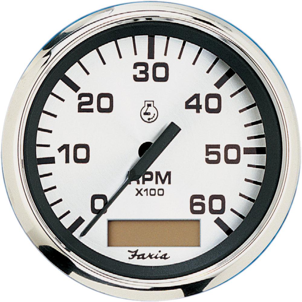 Faria Spun Tachometer with Hourmeter 6000 RPM Inboard in Silver36032