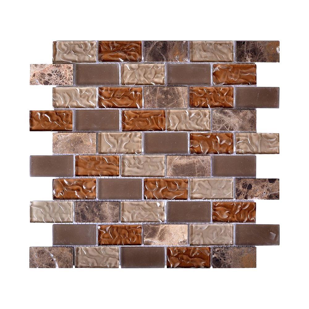 Instant Mosaic Upscale Designs Mesh-Mounted Glass and Stone Mosaic Wall