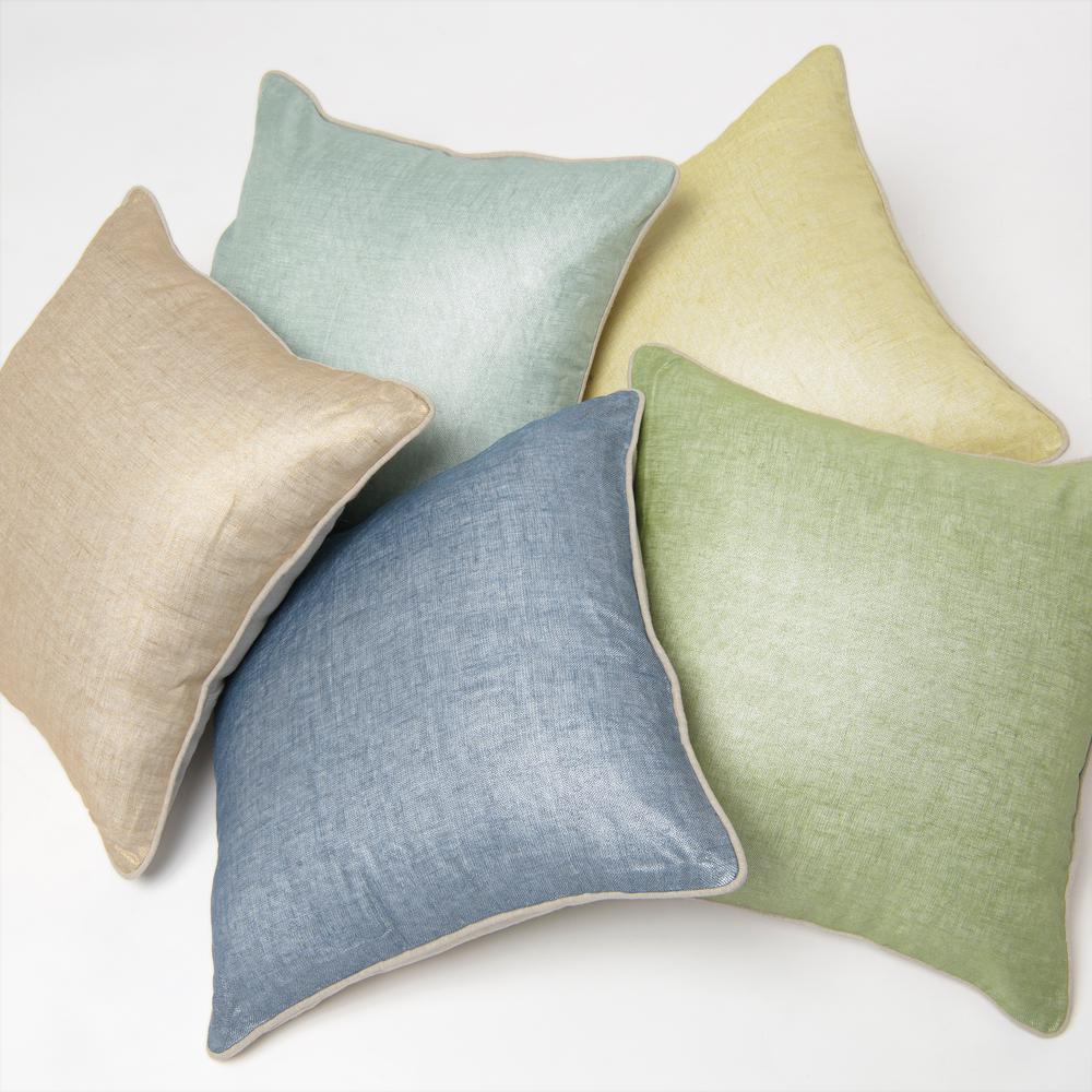 Best Home Fashion Metallic Linen Green Solid Polyester 18 In X 18