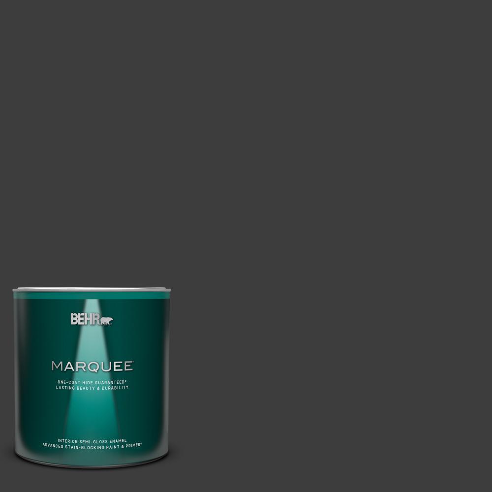 BEHR MARQUEE 1 qt. Black SemiGloss Enamel Interior Paint and Primer in