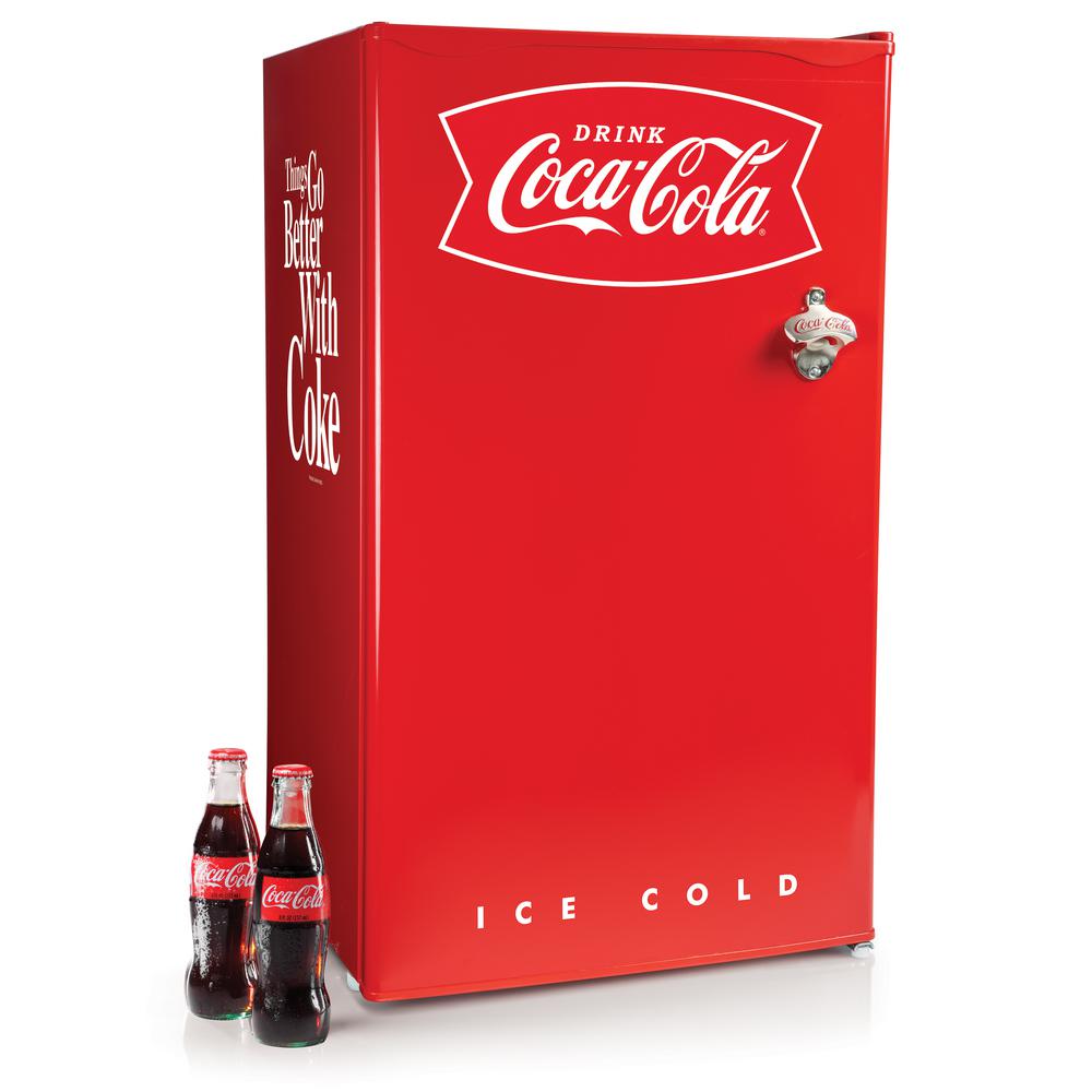 Photo 1 of Coca-Cola 3.2 cu. ft. Mini Fridge in Red with Freezer