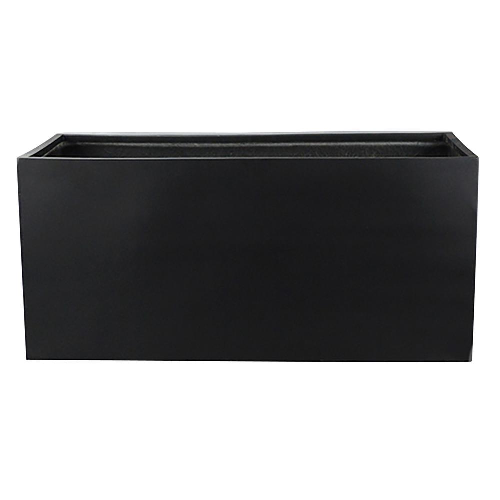 Vasesource 18 in. x 18 in. Black Fiberglass Rectangle Planter