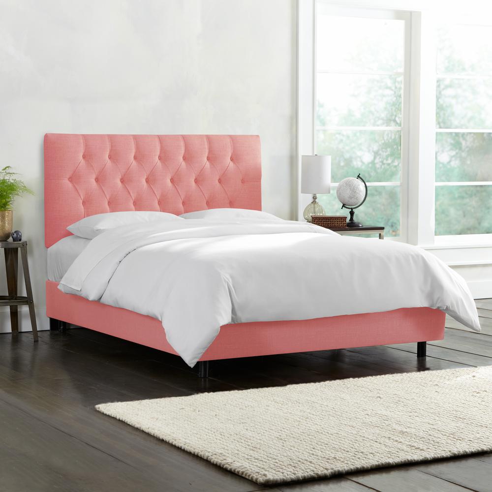 Linen Petal Twin Diamond Tufted Bed 540bedlnnptl The Home Depot Linen Petal Twin Diamond Tufted Bed