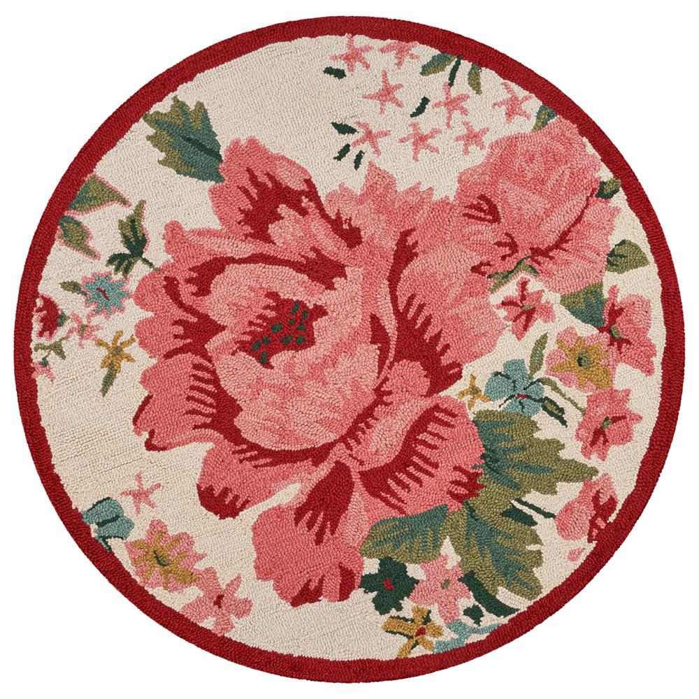 LR Resources Dazzle Cream / Pink 6 ft. x 6 ft. Rose Indoor Area Rug