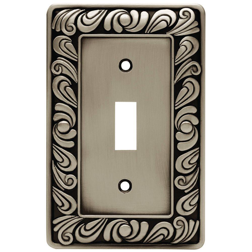 Liberty Paisley Decorative Single Switch Plate, Brushed Satin Pewter64048 The Home Depot