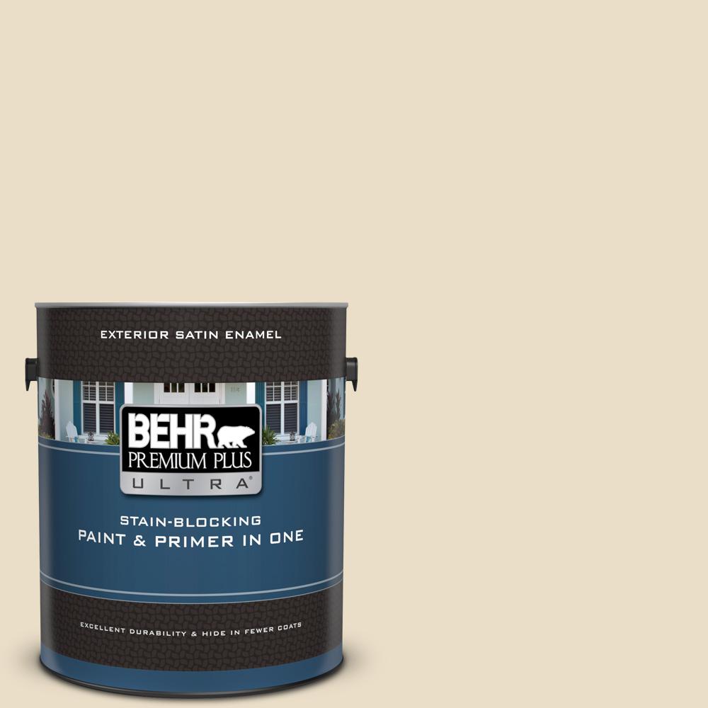 BEHR Premium Plus Ultra 1 gal. 710C2 Raffia Cream Satin Enamel