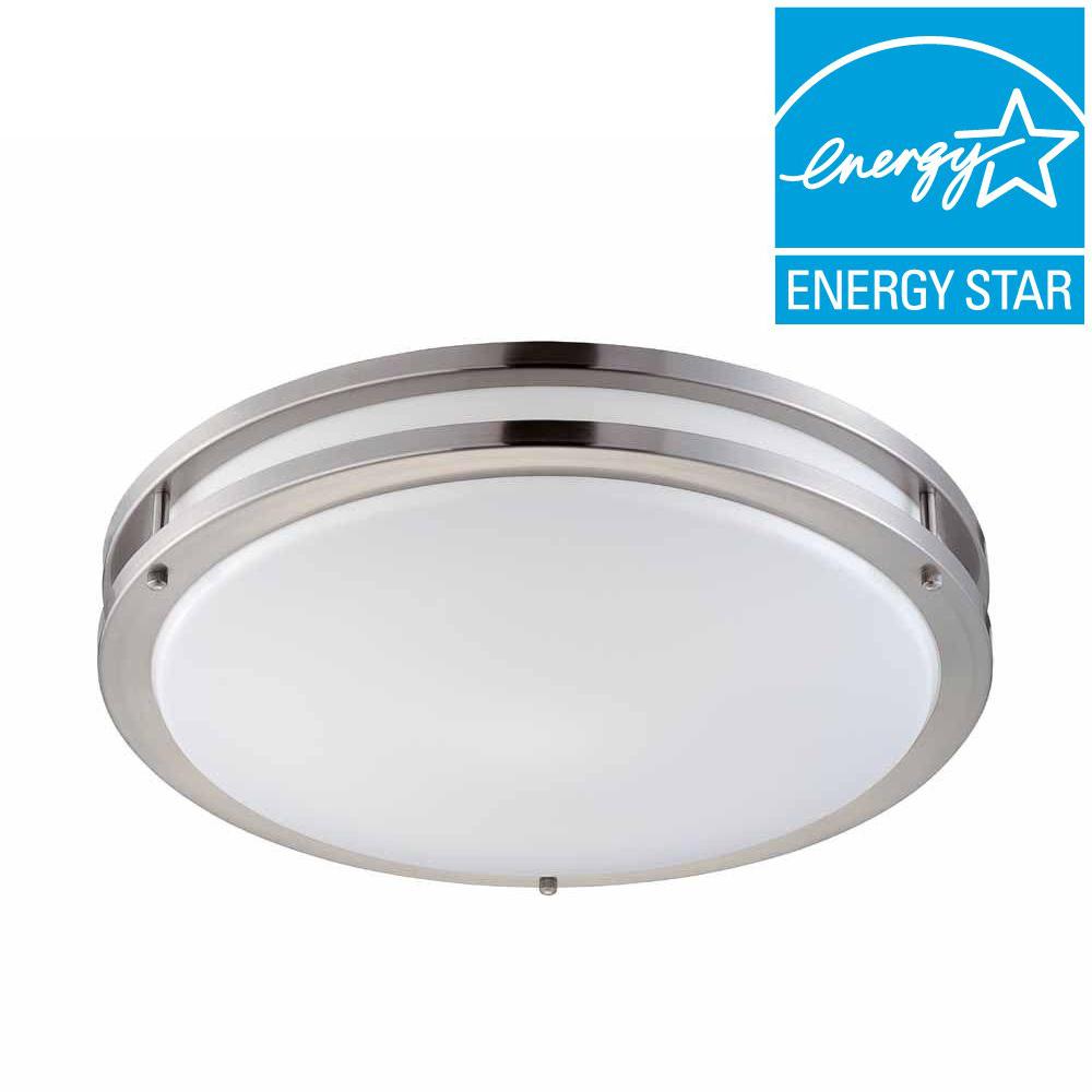 Hampton Bay 2Light Brushed Nickel Fluorescent Ceiling Flushmount