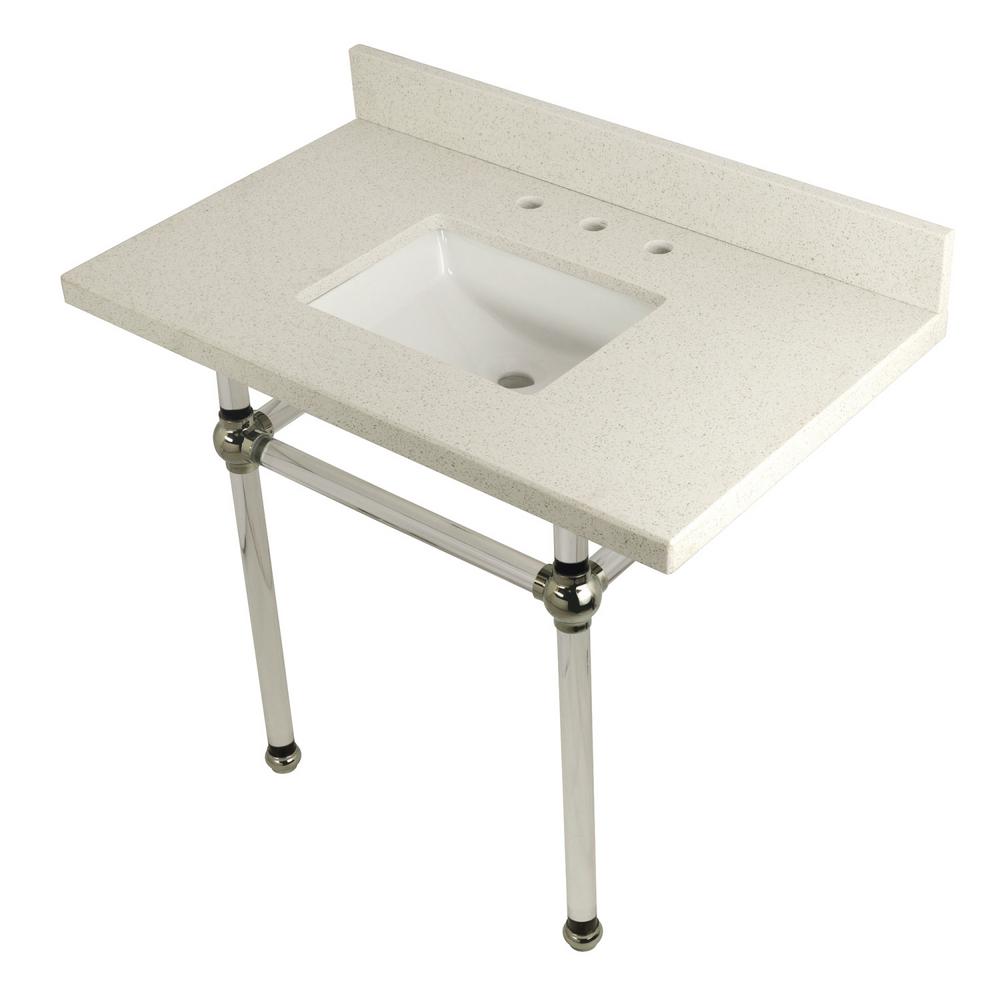 Kingston Brass SquareSink Washstand 36 in. Console Table in White