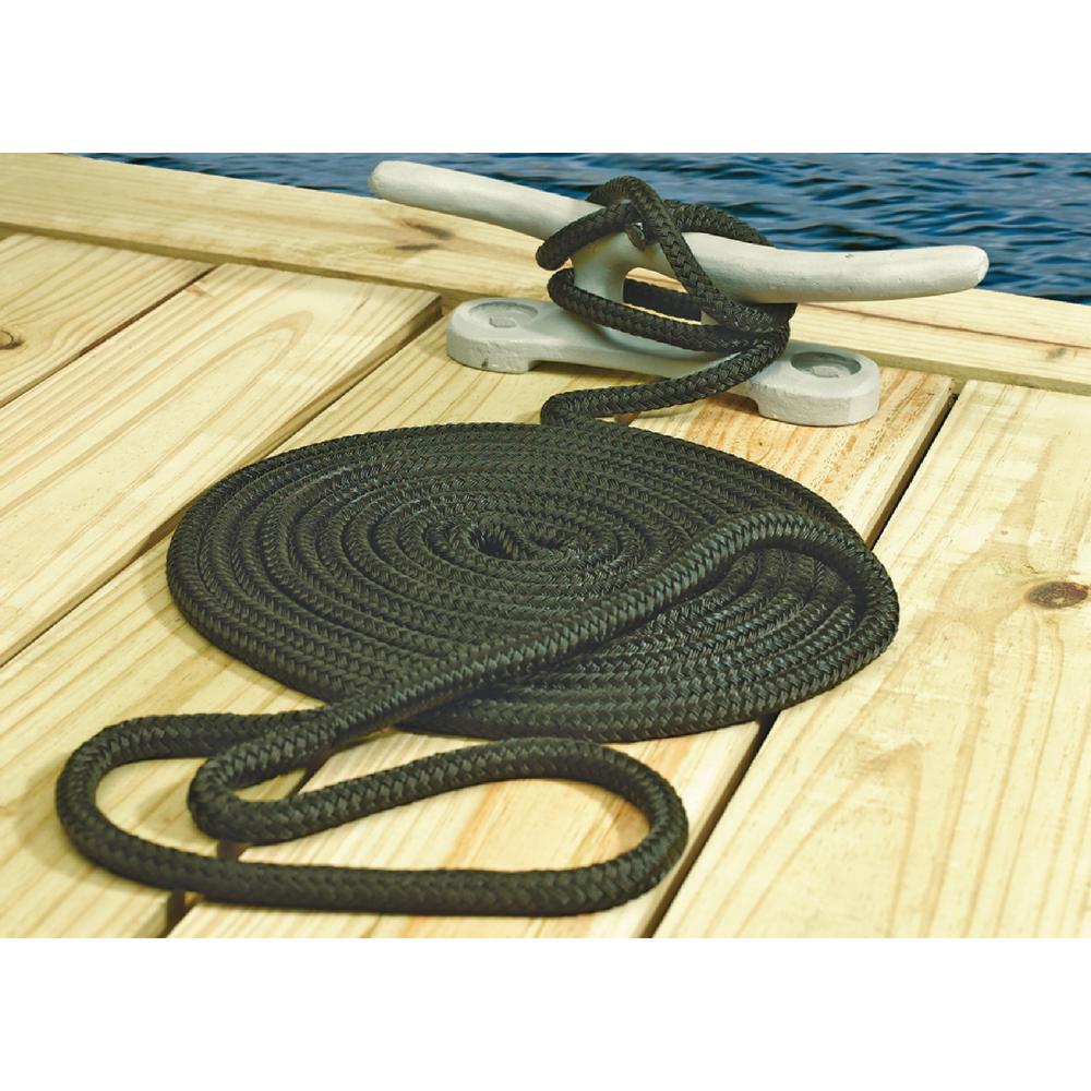 1//2/" X 25/' BLACK BOAT MARINE PREMIUM DOUBLE BRAIDED DOCKLINE ROPE HIGH STRENGTH