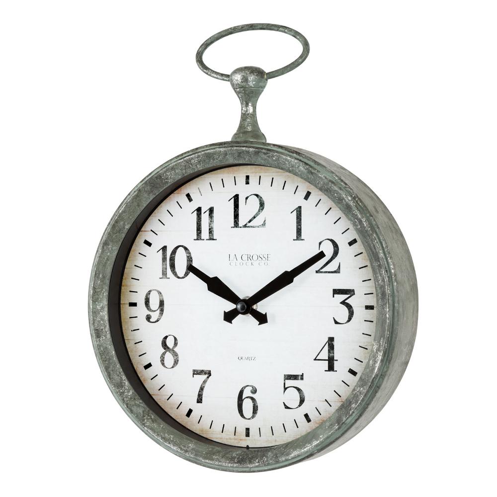 La Crosse Technology 9 in. Round Pocket Watch Analog Wall Clock 404 ...