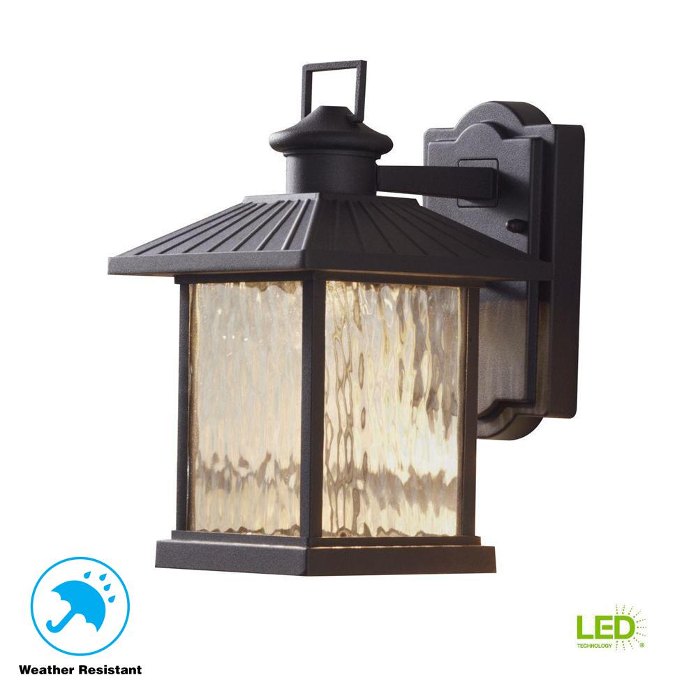 Dusk To Dawn Outdoor Wall Mounted Lighting Lumsden 7 In Black Outdoor Integrated Led Wall Mount Lantern With Photocell