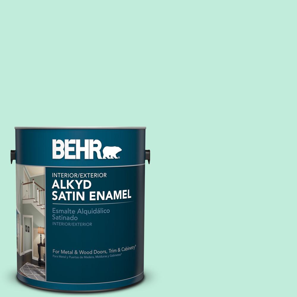 Behr 1 Gal 470a 2 Seafoam Pearl Satin Enamel Alkyd Interior 470a 2 Seafoam Pearl Satin Enamel Alkyd Interior Exterior Paint