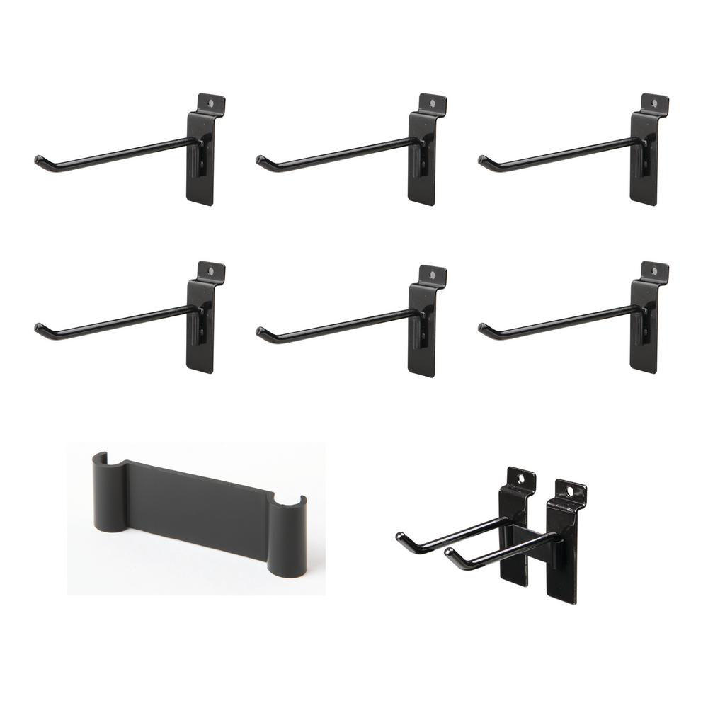 Wall Mounted Hooks Jifram Easy Living Garage Organization Metal Slat Wall Hooks In Black 6 Bag
